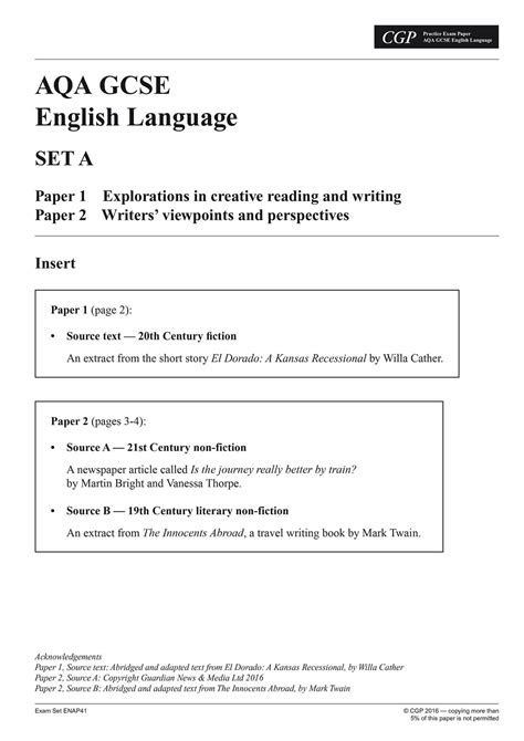 AQA GCSE English Language Past Papers